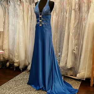 Miss Universe Royal Blue Satin Gown